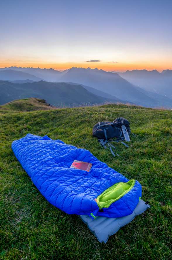 sleeping bag in lawn