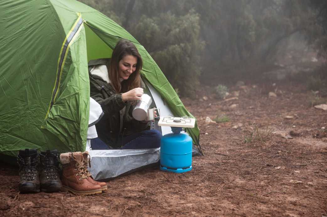tent in rain